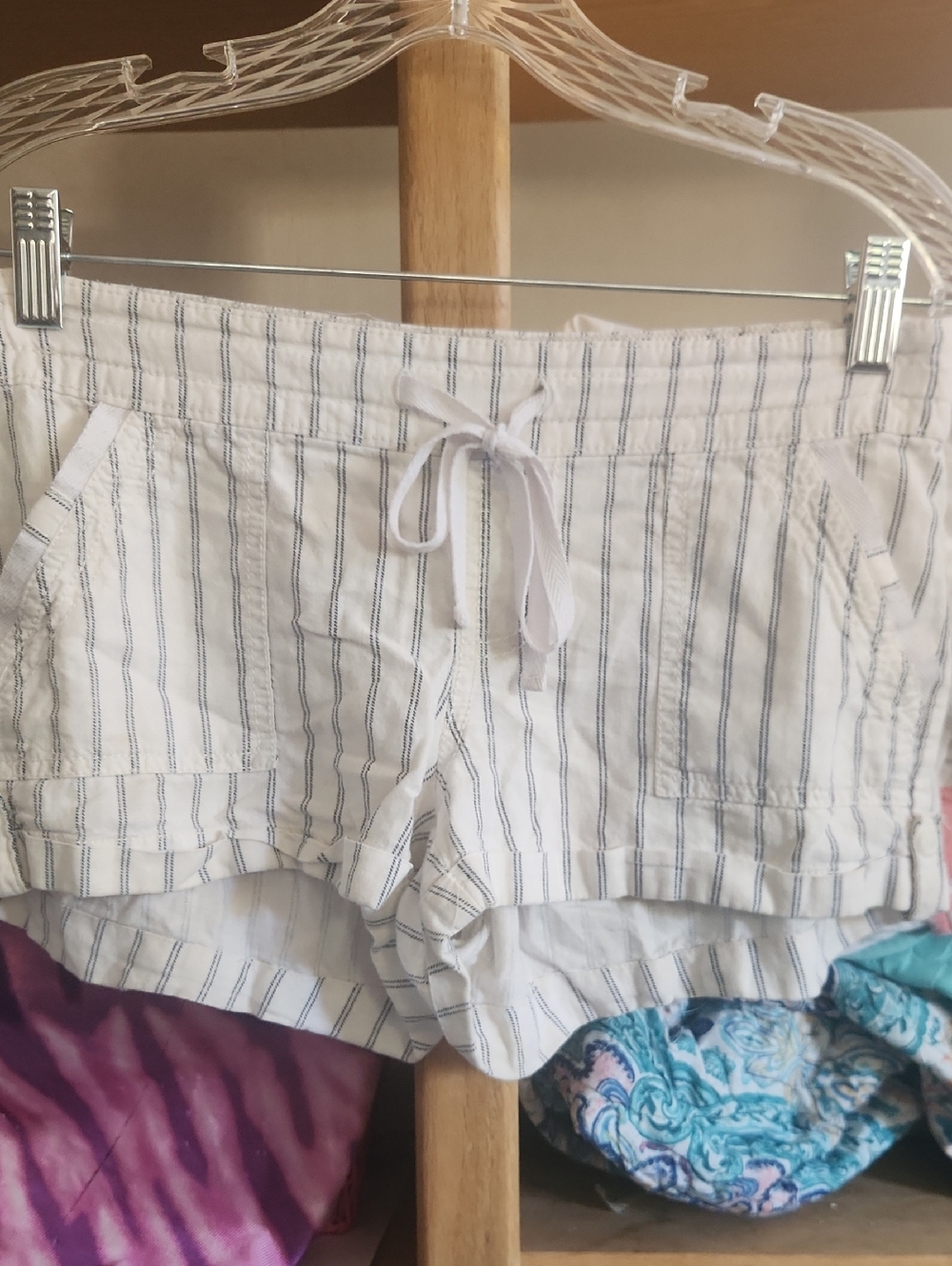 SO White Shorts with Navy Pinstripes
